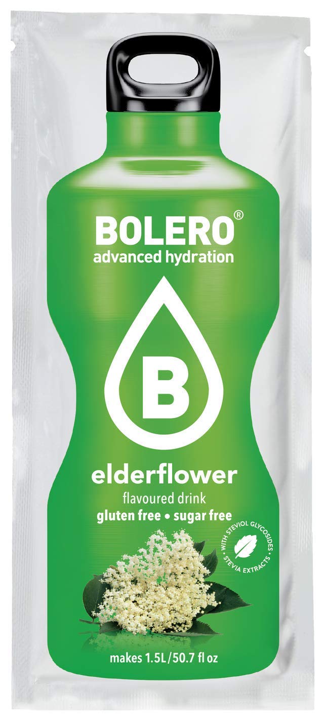 Bolero- Sugar Free Drink Mix Packets Elderberry Fruit Flavors | Powdered Flavored Water Packets | 12 Large Sachet On The Go Packets
