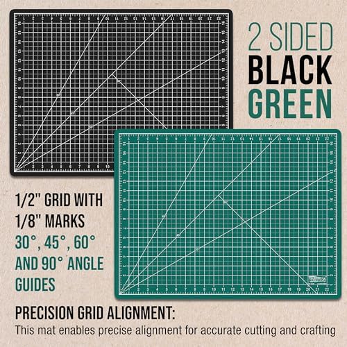 U.S. Art Supply 18" x 24" Self-Healing Cutting Mat 5-Ply - Double-Sided Green/Black Craft Mat, Non-Slip Cutting Mats for Crafts, Sewing, Quilting, Scrapbooking | Double-Sided Green/Black Craft Mat, Non-Slip Cutting Mats for Crafts, Sewing, Quilting, Scra…