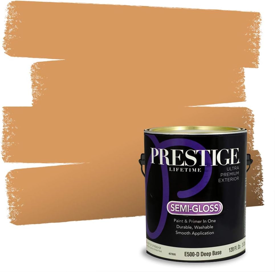 PRESTIGE Paints Exterior Paint and Primer In One, 1-Gallon, Satin, Comparable Match of Sherwin Williams* Cachet Cream*