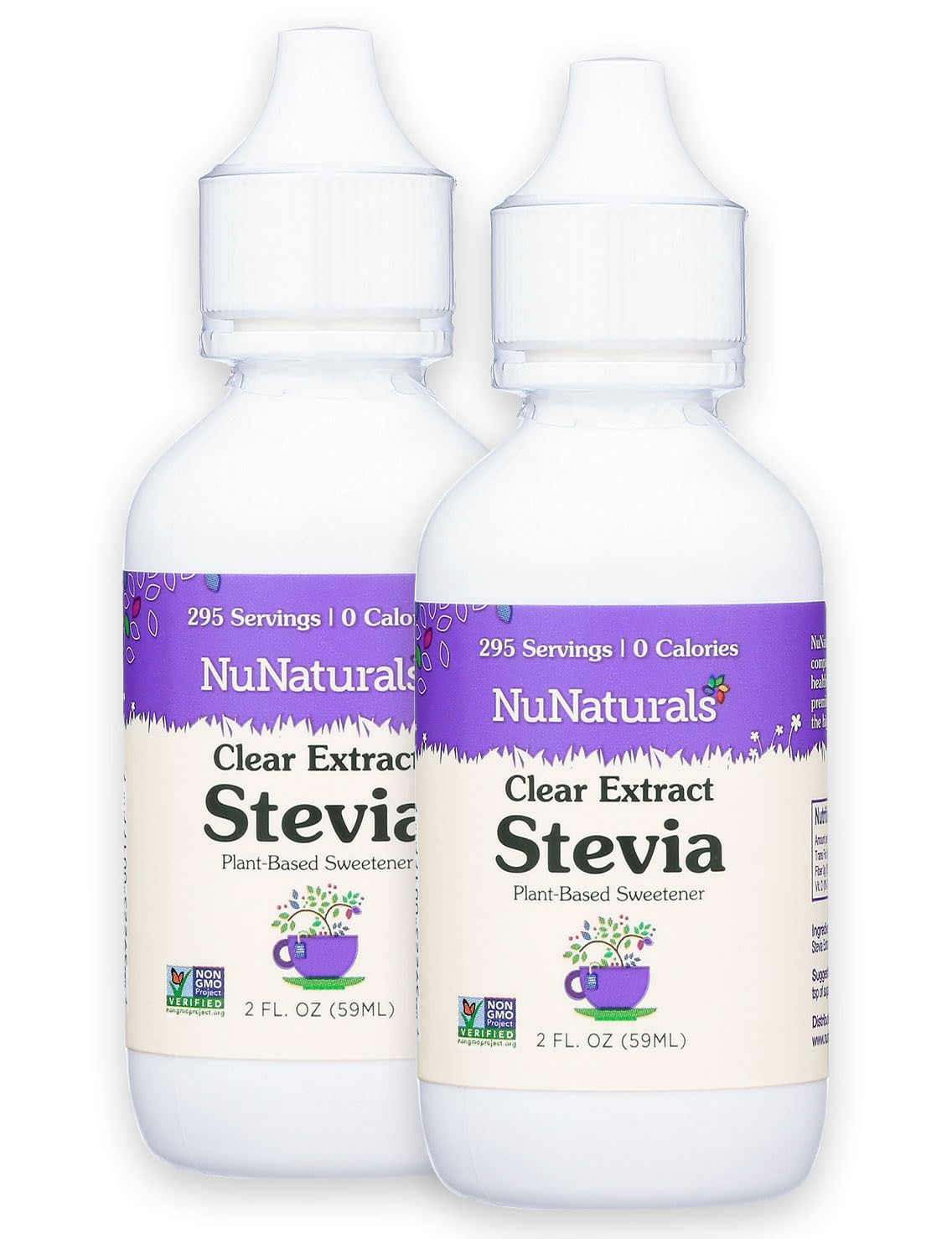 NuNaturals Liquid Stevia Sweetener, Clear Unflavored, Plastic, 2oz (2-Pack)