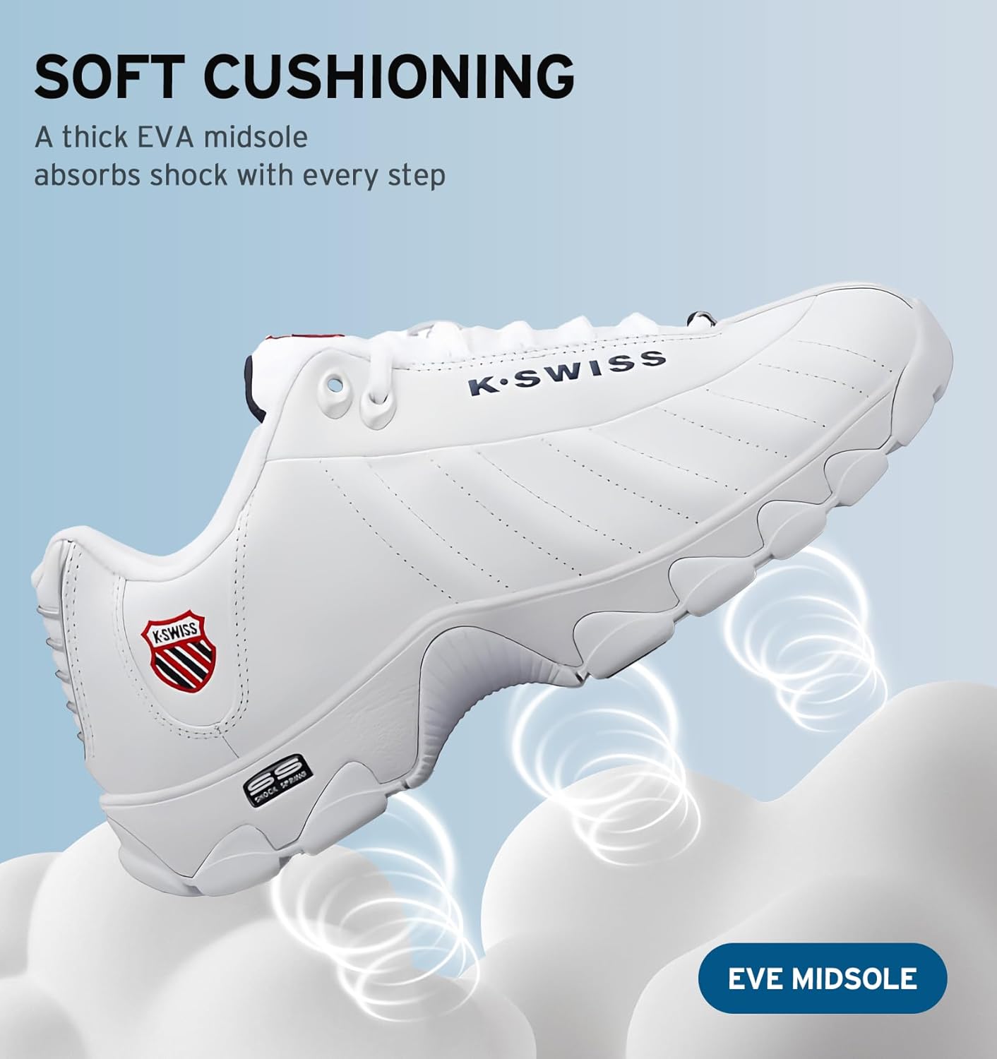 K-Swiss Men's ST329 CMF Sneaker, Wide Tennis Walking Shoes Leather Upper | Court Inspired, Tennis Heritage, Comfort Soft Cushioning, Arch Support, Wide Feet Fit, Chunky Silhouette, Classic Style.