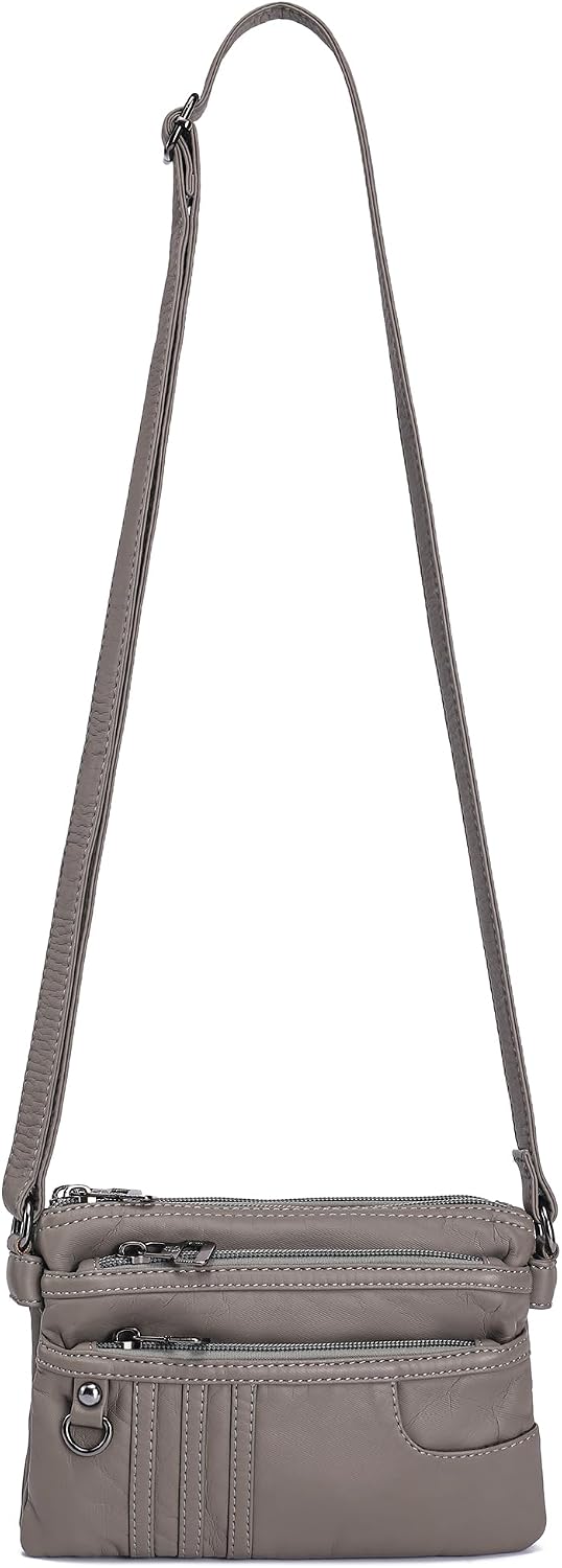 MINICAT Multi Pocket Small Crossbody Purses for Women Everyday Shoulder Bag | Lightweight Organizer, Cross body Bag with Multiple Zipper Pockets, Vegan Leather, Phone Purse for Travel Casual Daily