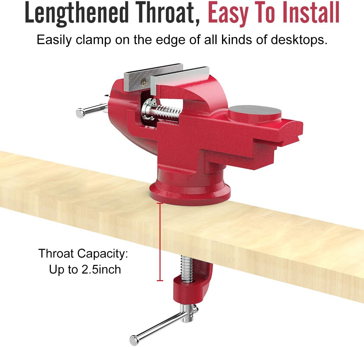 Housolution Universal Table Vise 3 Inch, 360°Swivel Base Bench Clamp