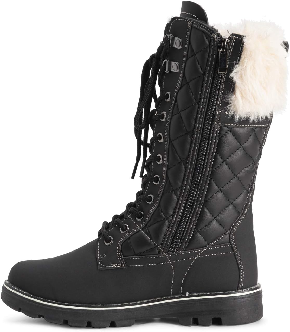 POLAR Womens Faux Fur Warm Thermal Waterproof Outdoor Walking Snow Winter Rubber Sole Calf Boots