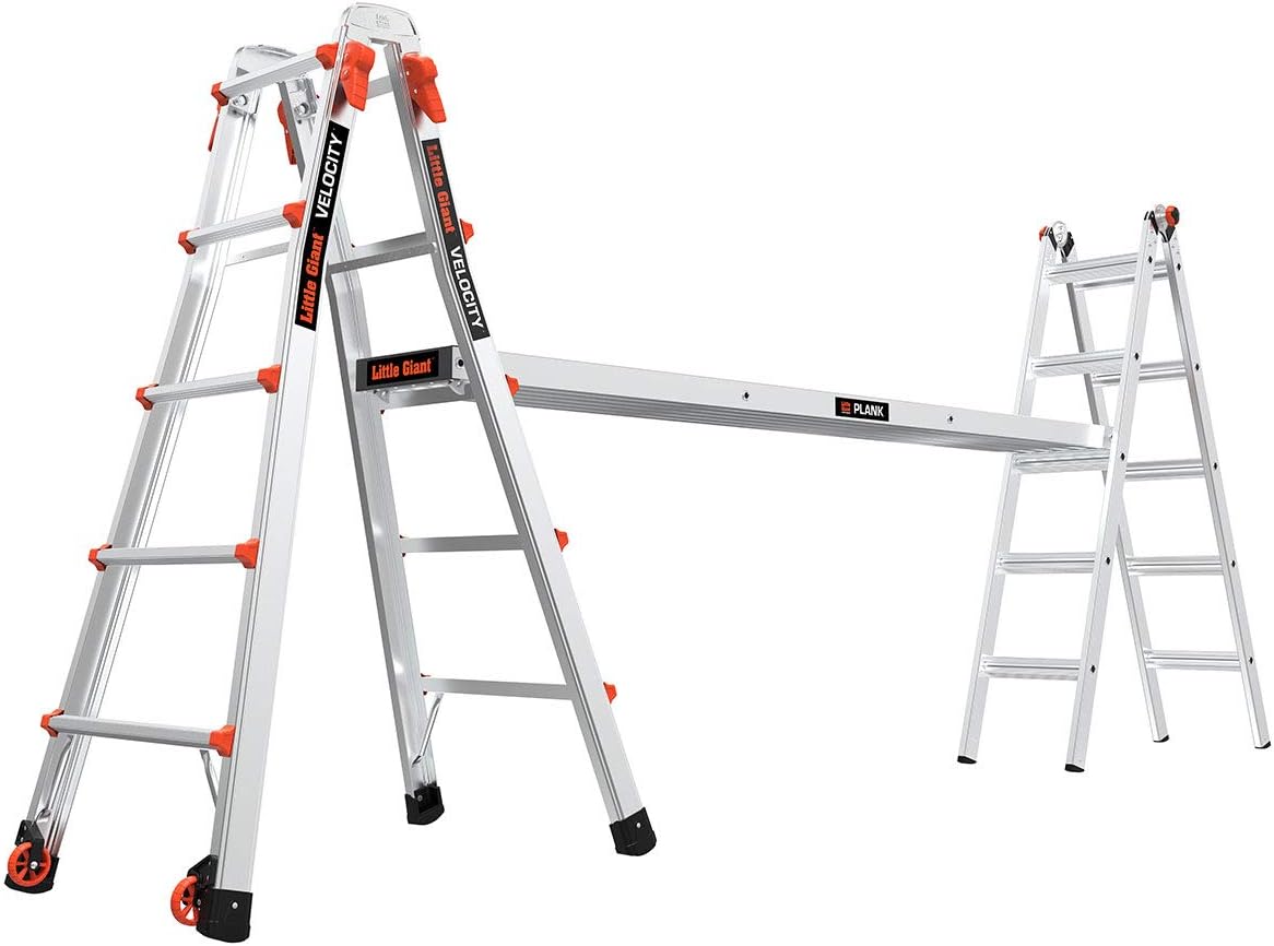 Little Giant Velocity, Aluminum Ladder, 14 ft Reach, 15413-001 | Telescoping Multi-Position Ladder with Extension, A-Frame, 90-Degree & Trestle Modes, 300 lbs. Rating