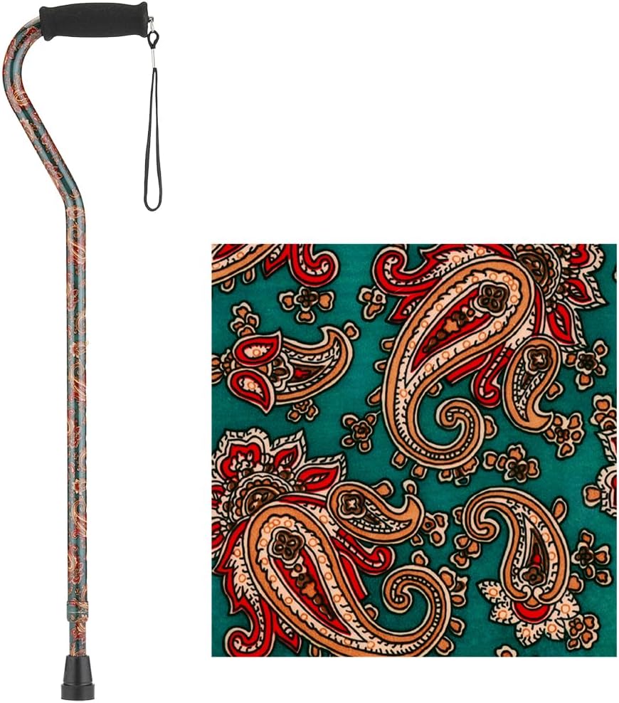 NOVA Designer Walking Cane with Offset Handle, Lightweight Adjustable Walking Stick with Carrying Strap, “Maui Flowers” Design