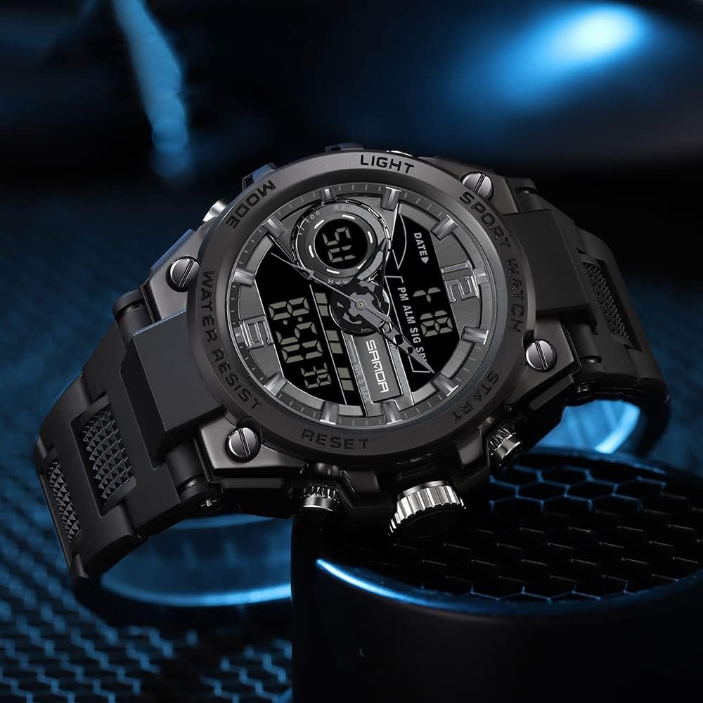 KXAITO Men's Watches Sports Outdoor Waterproof Military Watch Date Multi Function Tactics LED Alarm Stopwatch