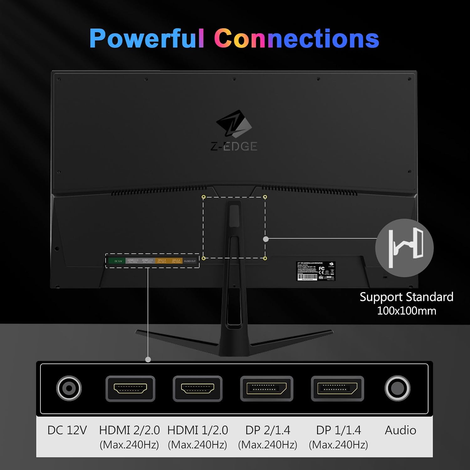 Z-Edge 34 inch WQHD 1440P Curved Gaming Monitor, 240Hz Computer Monitor | AG34P 1500R Frameless 21:9 Curved Screen, Height Adjustable, Office & Gaming, 1ms, Dual DP & HDMI, Metal Stand