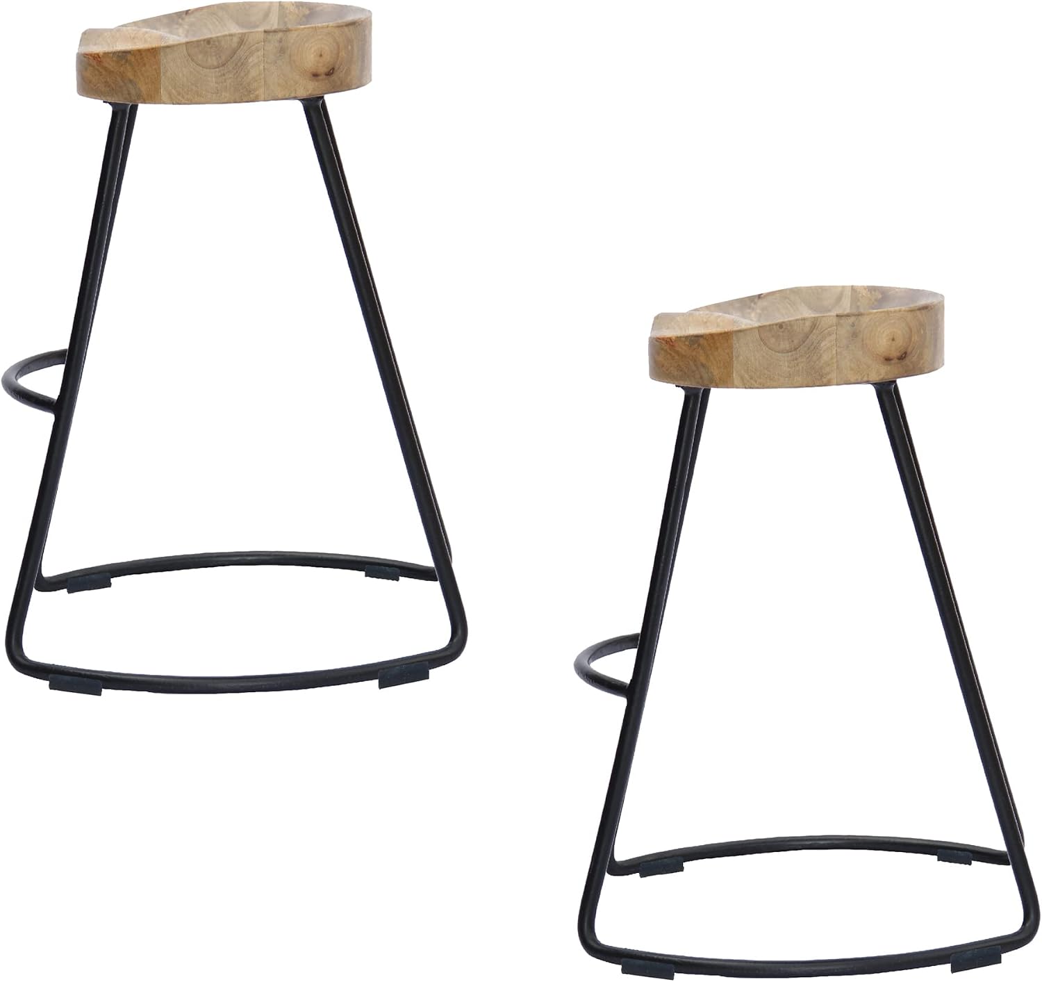 The Urban Port 24 Inch Wooden Saddle Seat Barstool