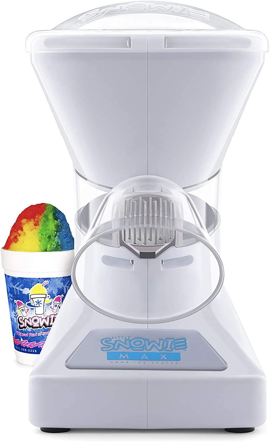 SNOWIE Little Snowie Max Snow Cone Machine (6-Stick Kit, White) | Premium Shaved Ice Maker, With Powder Sticks Syrup Mix