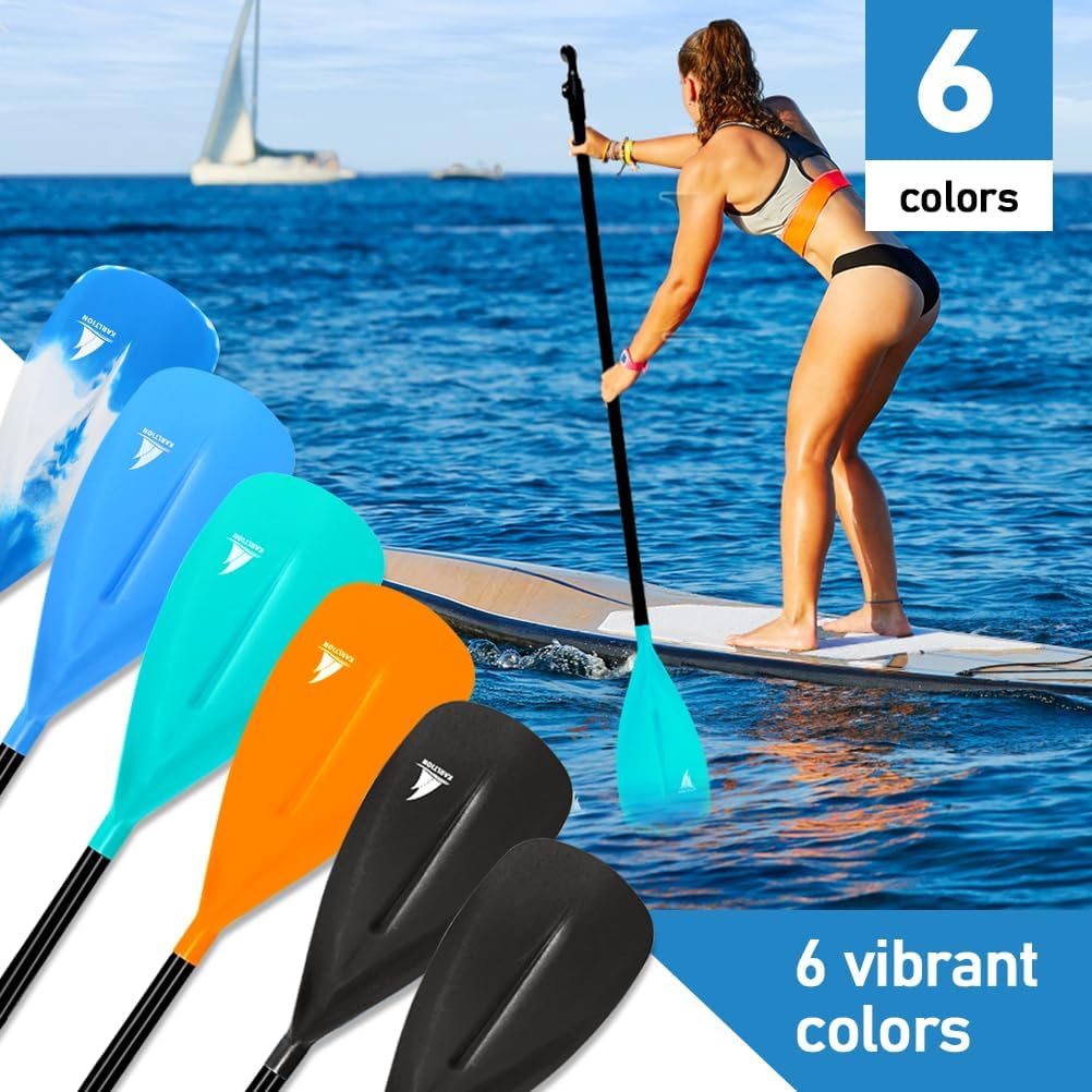 Karltion SUP Paddle - 3-Piece Adjustable Aluminium SUP Paddle with Glass Fiber Blade for Surfing, Floating, Water Sports