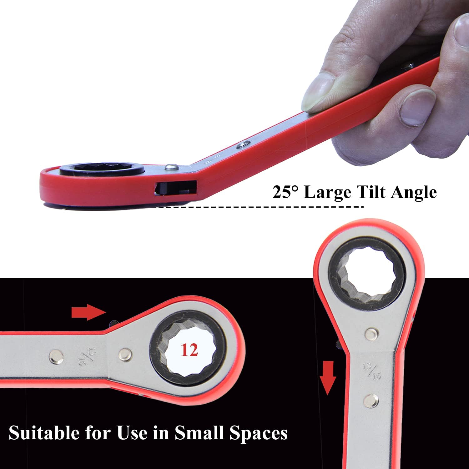 MacWork 5-Piece Offset Ratcheting Wrench Set ，Five Colors Reversible Universal Ratchet Double Ring Spanners