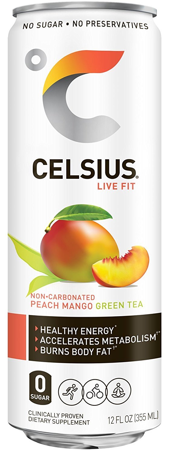 CELSIUS Sparkling Peach Vibe, Functional Essential Energy Drink 12 Fl Oz (Pack of 4)