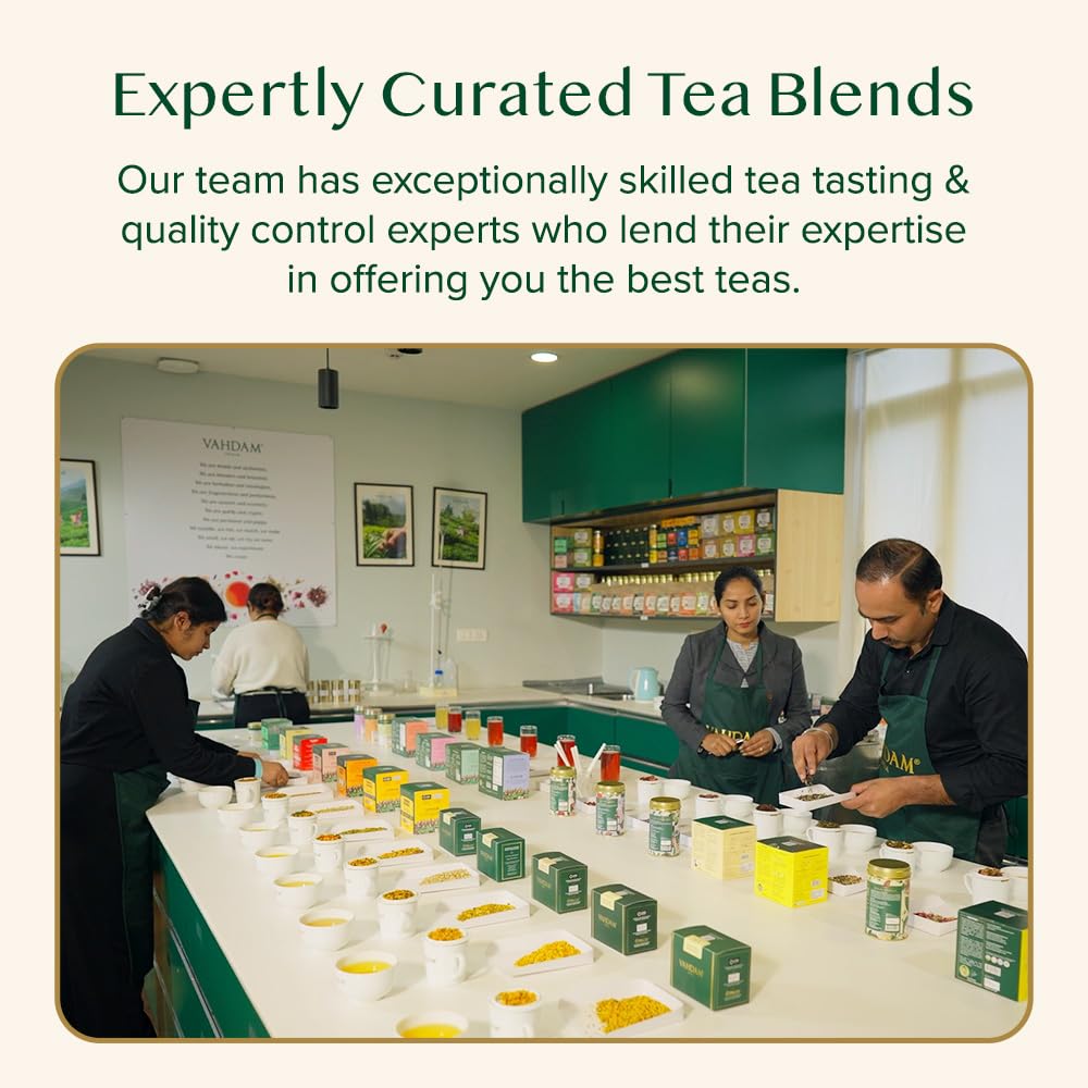VAHDAM, Assorted Green Tea Bags Sampler (5 Flavors, 20 Ecofriendly Pyramid Tea bags) I Gift Ideas for Women & Men | Himalayan Green Tea Varieties | Gluten Free & Non GMO | Gift Ideas for Him/Her