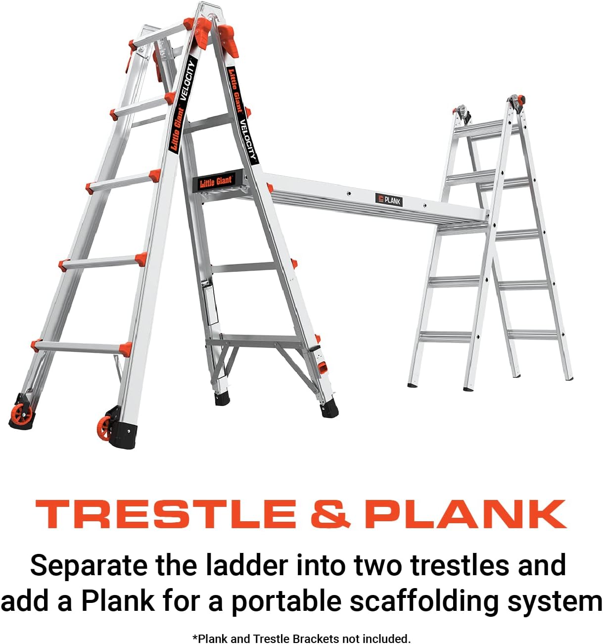 Little Giant Velocity, Aluminum Ladder, 14 ft Reach, 15413-001 | Telescoping Multi-Position Ladder with Extension, A-Frame, 90-Degree & Trestle Modes, 300 lbs. Rating