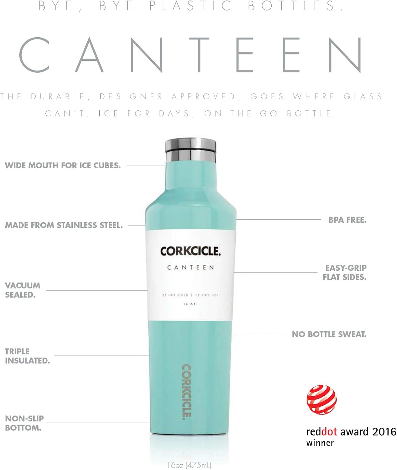 Corkcicle Canteen - Water Bottle and Thermos - Keeps Beverages Cold for Over 25