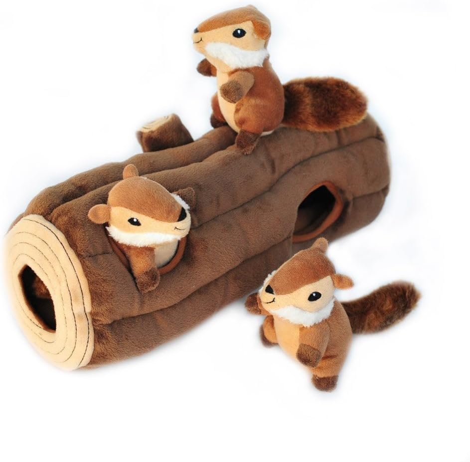 ZippyPaws Burrow Hide & Seek Plush Puzzles - Monkey 'n Banana | Interactive Dog & Puppy Toys for Boredom, Stimulating Pet Products to Keep them Busy, Squeaky Toy for Enrichment