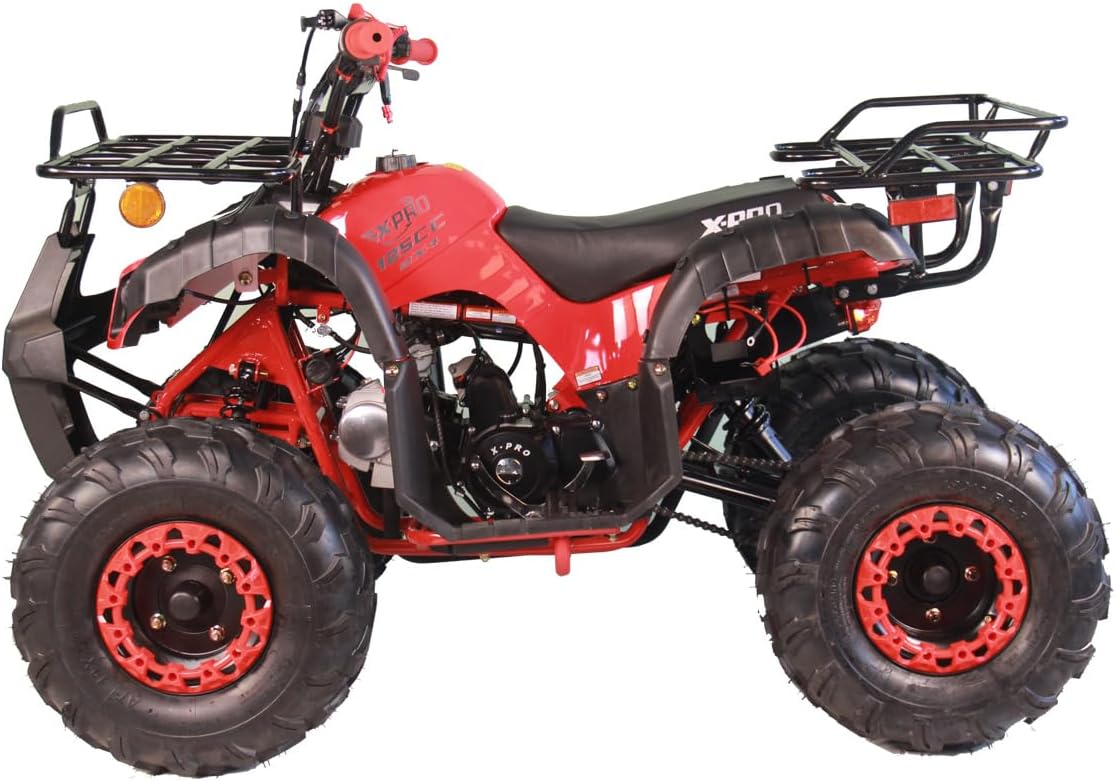 X-PRO 125cc ATV 4 Wheels Quad 125 ATV Quads with LED Lights, Big 19"/18" Tires!（Army Black）