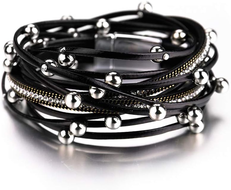 Fesciory Leather Wrap Bracelets for Women, Boho Western Layered Jewelry
