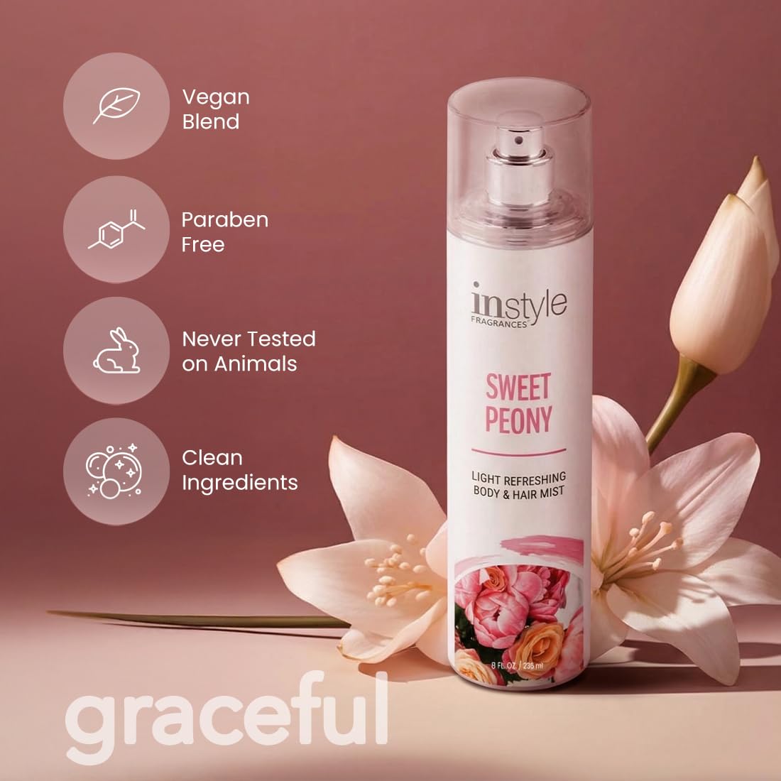 Instyle Fragrances Light Refreshing Body & Hair Mist, Tahitian Vanilla