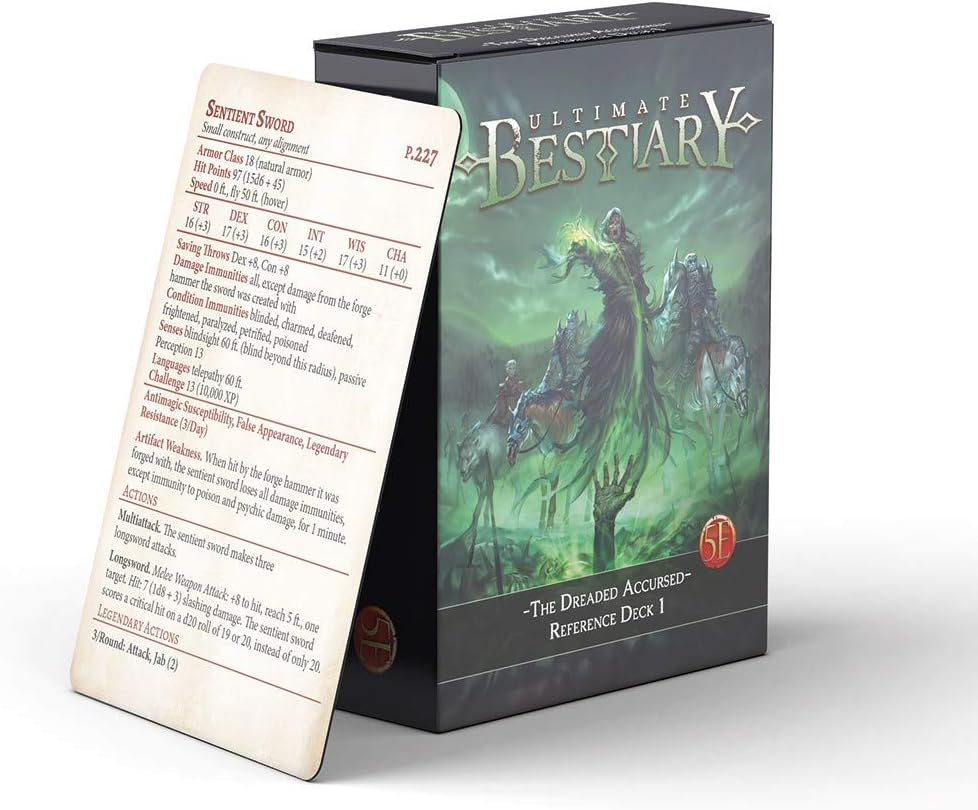 Dungeons and Dragons 5th Edition Deck of Cards – The Dreaded Accursed: Reference Deck 1 by Nord Games – 100 Cards - Games for Adults and Kids