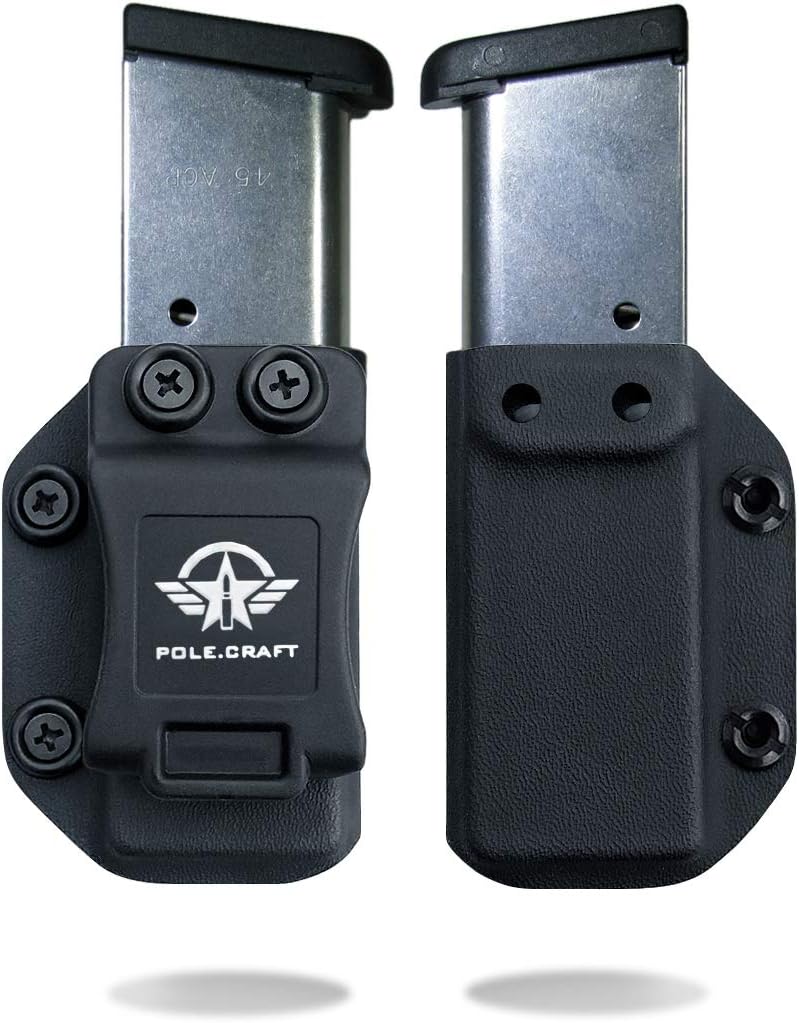 POLE.CRAFT IWB/OWB Magazine Holster Kydex - Mag Carrier Fits: 9mm .40 Double Stack / 9mm .40 Single Stack - P365 1911 Glock 19 19X 17 26 27 28 43 22