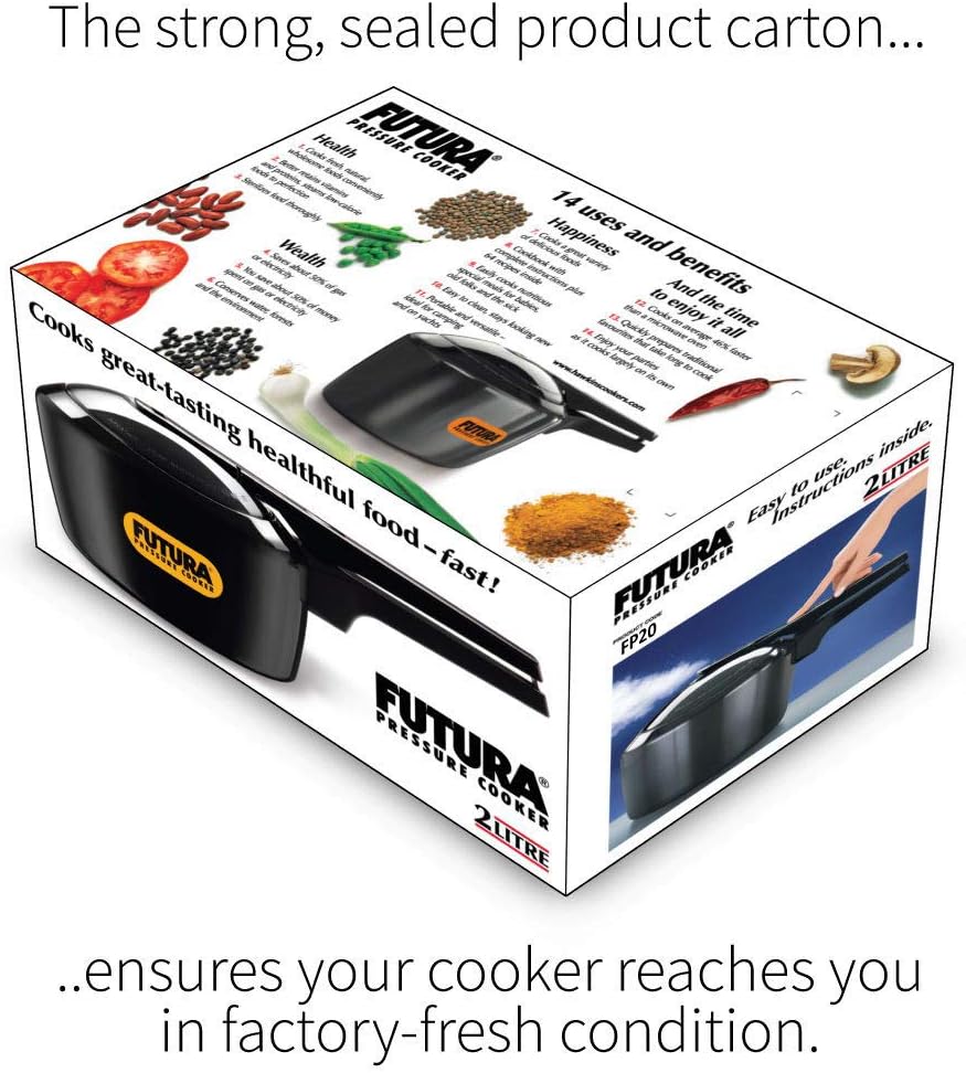 Hawkins Futura 5 Litre Pressure Cooker, Hard Anodised Inner Lid Pressure Cooker, Pan Cooker, Black (FP50)