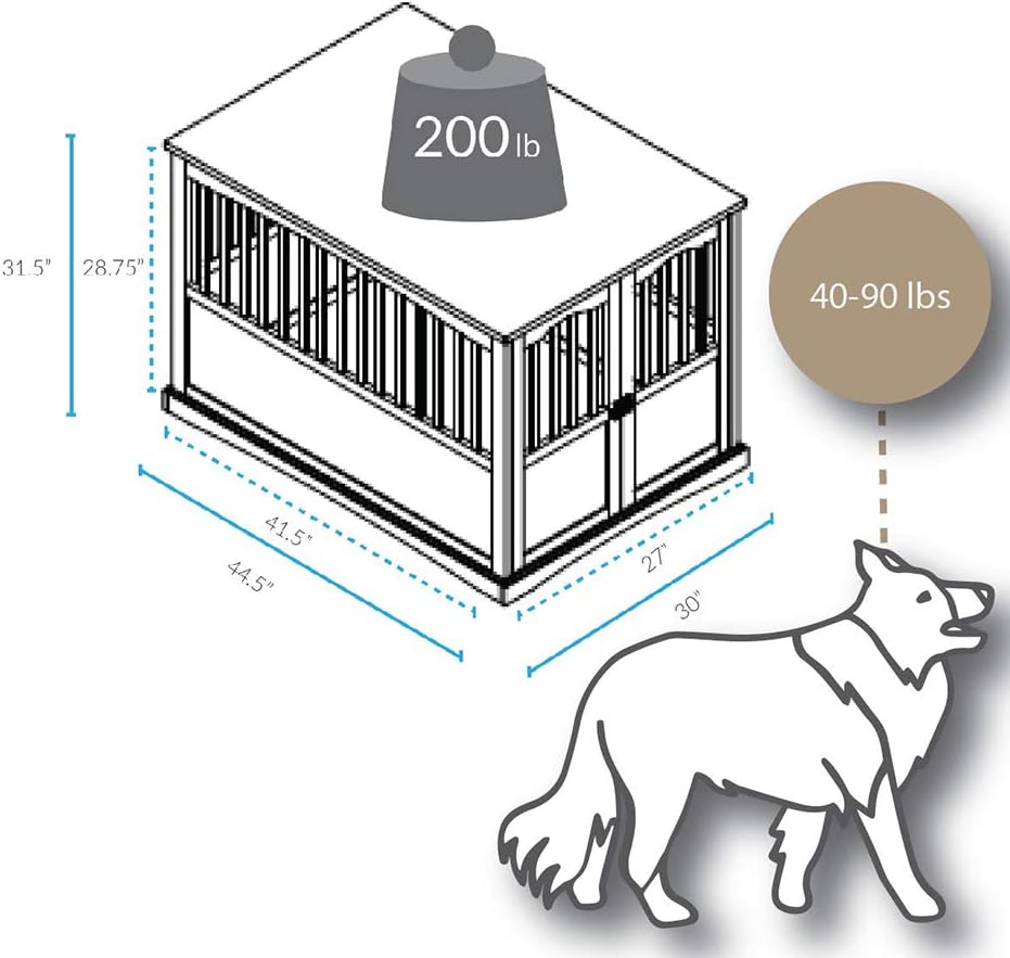 Casual Home Wooden Small Pet Crate, End Table, Espresso,19.5"W x 22.5"D x 22.5"H