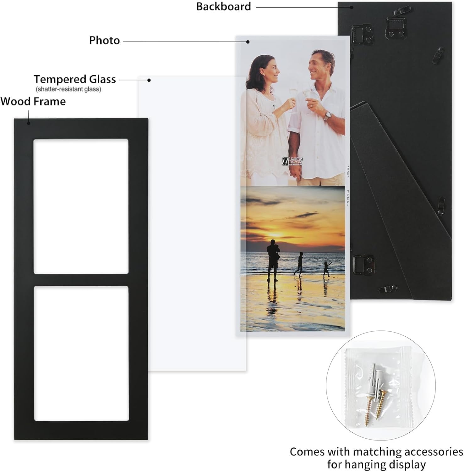 4x6 5-Opening Collage Picture Frame Black Wood