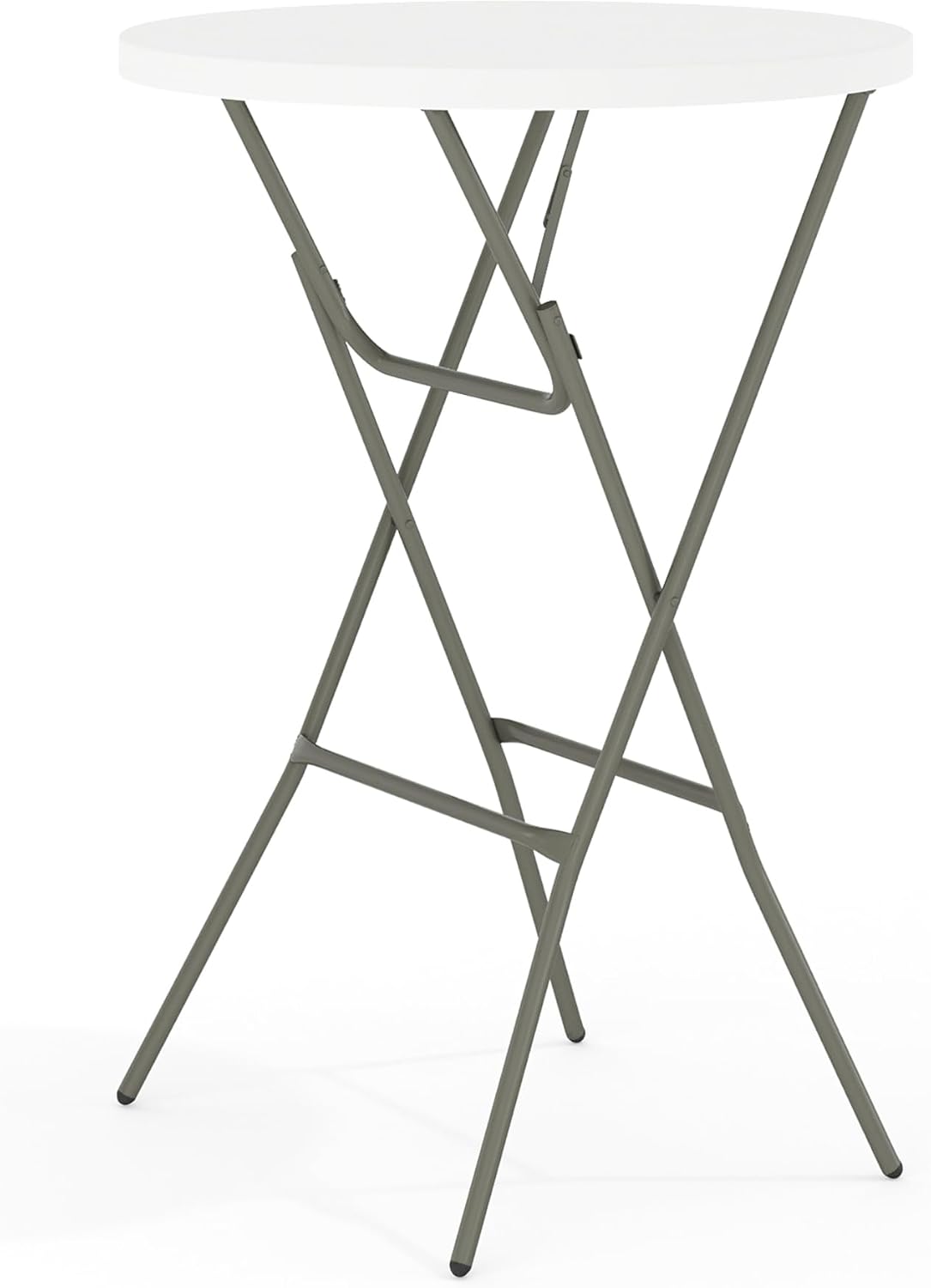 Flash Furniture Elon 32' Round Folding Bar Height Table for Parties and Commercial Events, Indoor/Outdoor Plastic Tall Round Table, White | Lightweight, Easy Storage, Commercial Grade