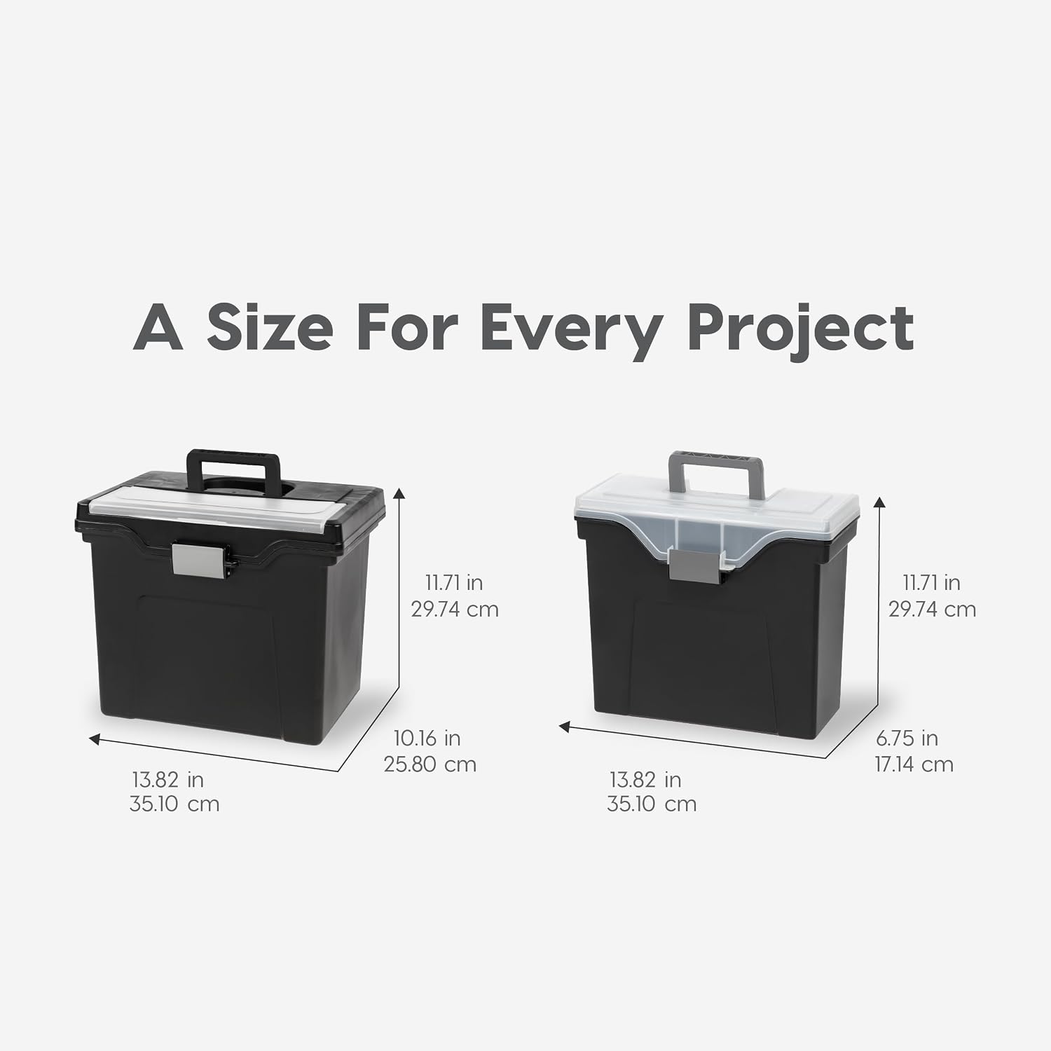 IRIS USA 4-Pack File Box Organizer with Wing Lid Letter/Legal 18 Qt, Clear | Organize letter and legal files, documents and paperwork with a wing lid for quick access and secure storage