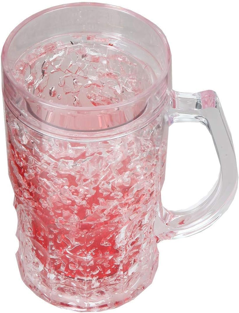 Lily's Home Freezer Beer Mugs - Set of 4 Freezable Gel-Filled 16 oz BPA-Free Acrylic Frozen Mugs for Outdoor Entertaining and Gifting
