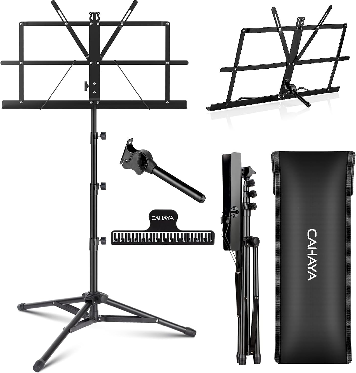 CAHAYA Sheet Music Stand Portable Folding Dual Use Desktop Book Holder