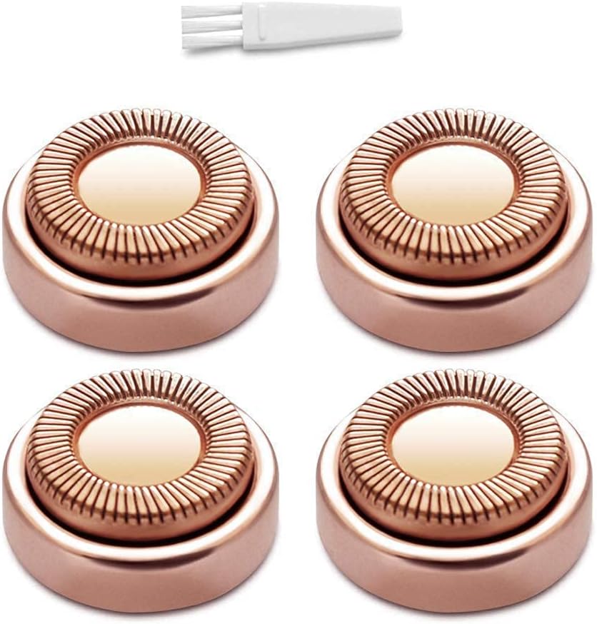 Facial Hair Remover Replacement Heads, for Flawless Women Lip Soft Touch, Chin, and Cheeks Cleaning as Seen on TV 18K Gold-Plated Rose Gold 4 Count