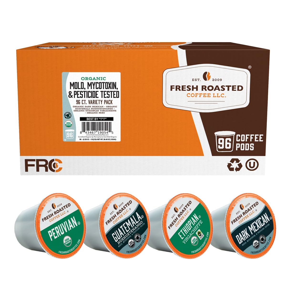Fresh Roasted Coffee, Organic Colombian K-Cup Pods for Keurig Brewers, Medium Roast, USDA Organic, Kosher, 24 Count (Pack of 3)