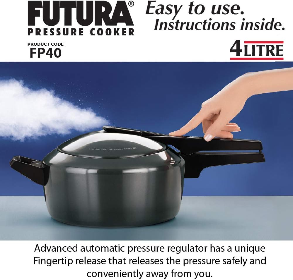 Hawkins Futura 5 Litre Pressure Cooker, Hard Anodised Inner Lid Pressure Cooker, Pan Cooker, Black (FP50)