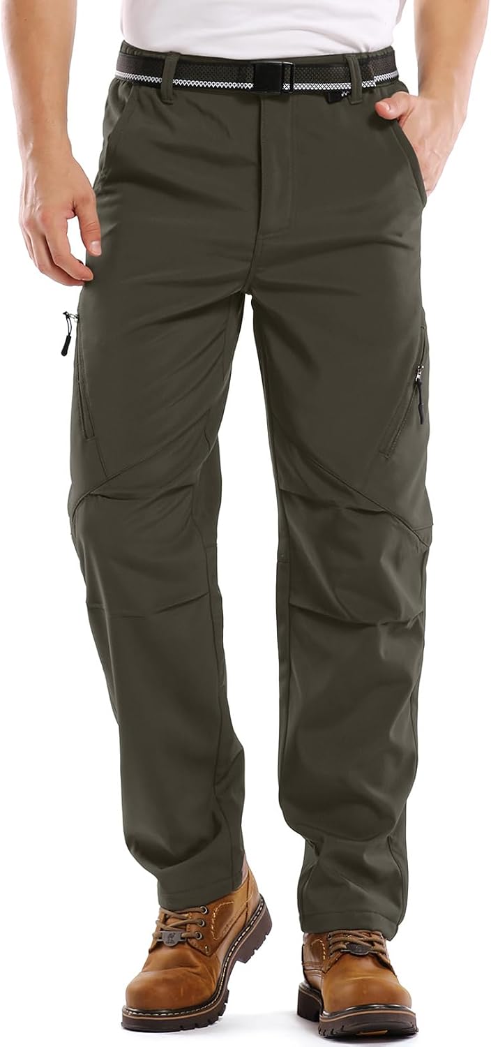 Men's Waterproof Pants Fleece Lined Insulated Winter Hiking Ski Snow Pants