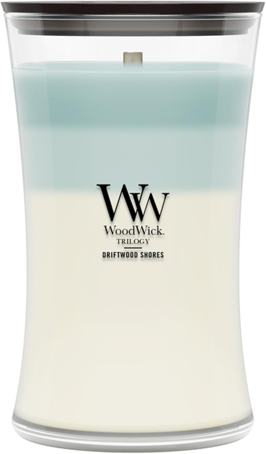 WoodWick Café Sweets Trilogy Holiday Candle Gifts for Women and Men, 9.7 oz Medium Hourglass Trilogy Candle with Crackling Wick