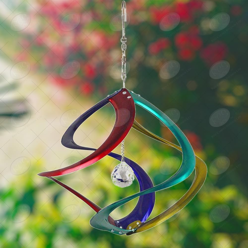 Red Carpet Studios The Original Cosmix Helix Wind Spinner Indoor/Outdoor Hanging Art, 11" Tall, Copper with Blue Planet