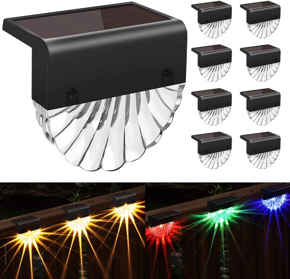 Solar Deck Lights Outdoor - 8 Pack Solar Step Light CIYOYO Waterproof Fence Lights for Patio Stairs Post Pathway Porch Driveway Yard Garden Decor