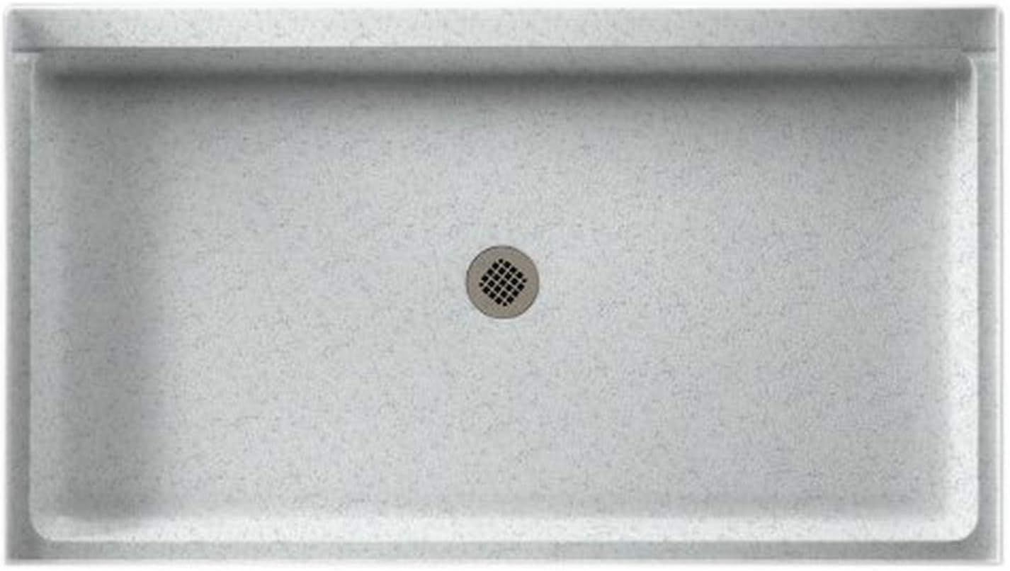 Swan SF03454MD.011 54-in L x 34-in W x 5.5-in H Solid Surface Shower Base, Tahiti White