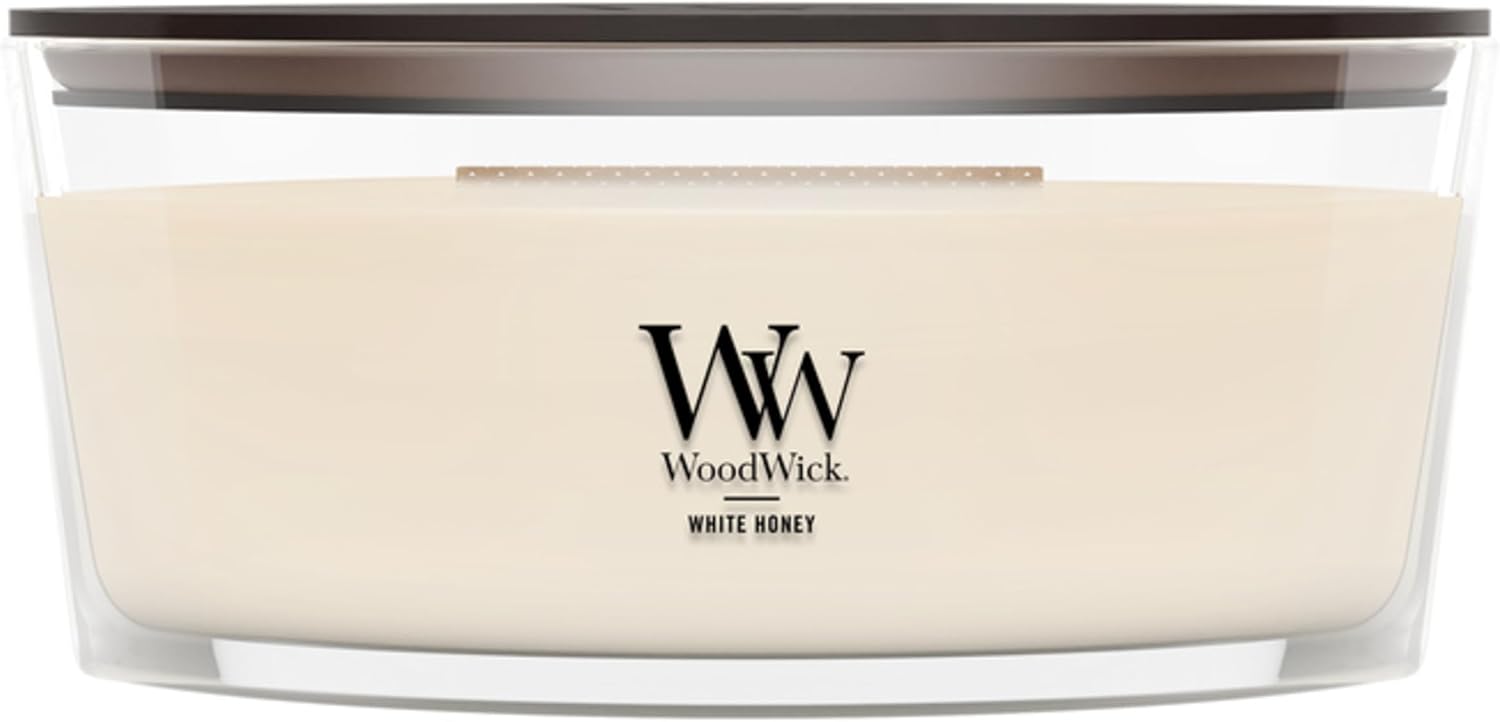 WoodWick Lavender Spa Gifts for Women and Men, 9.7 oz Medium Hourglass Candle with Crackling Wick