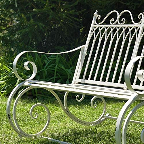 Zaer Ltd. Outdoor Metal Rocking Arm Chair (Arm Chair, Antique White)
