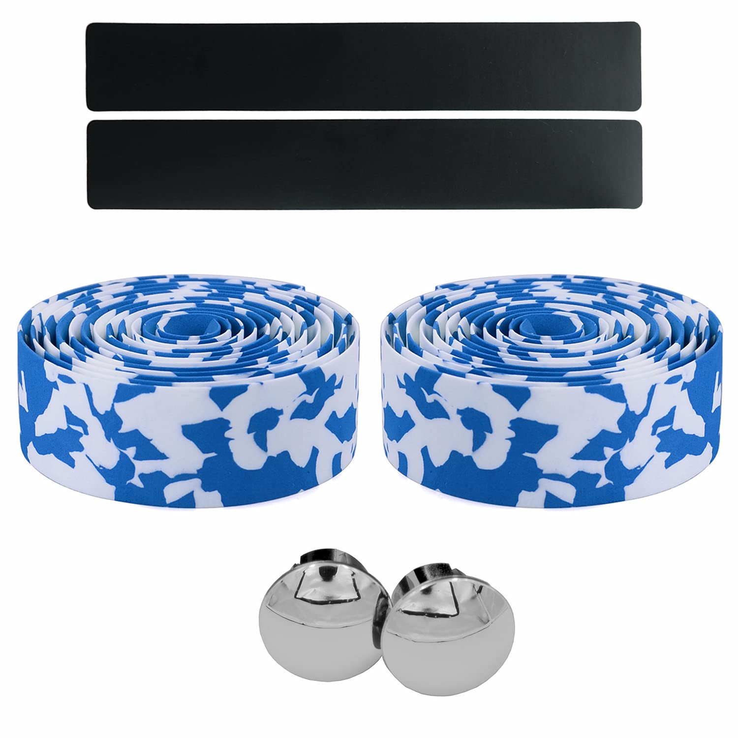 KINGOU White & Blue Camouflage EVA Road Bike Handlebar Tape Cycling Bar Tapes - 2PCS Per Set