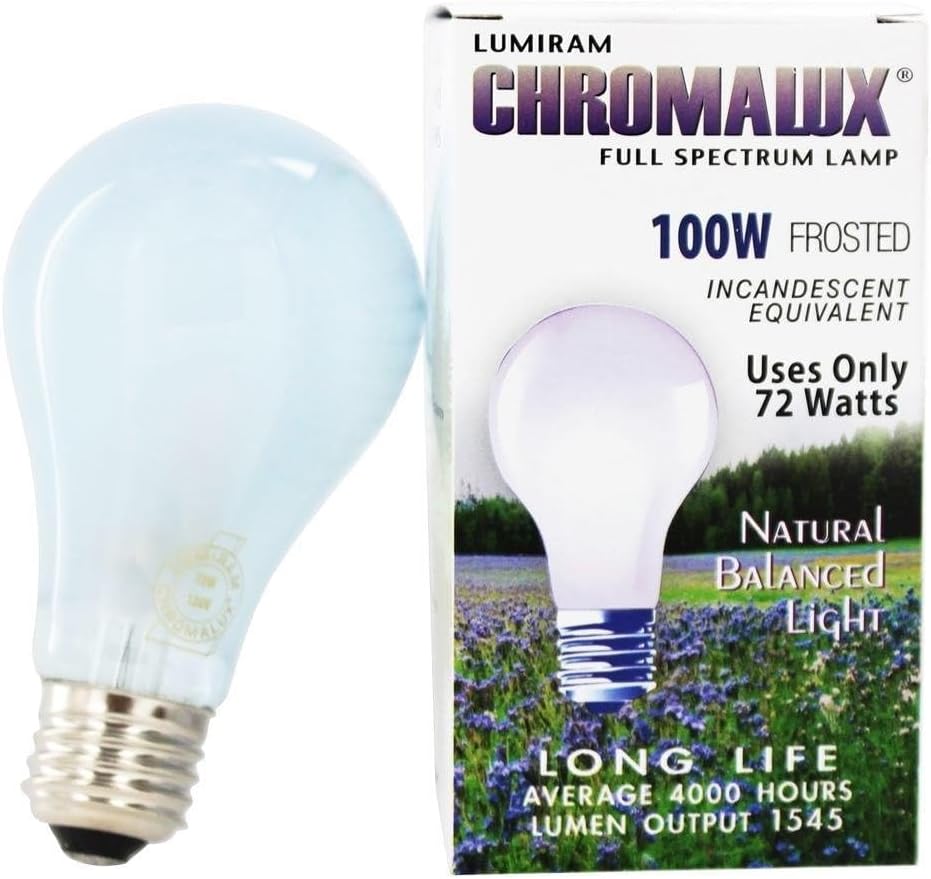 H&PC-67531 Light Bulb Frosted Full Spectrum (100 Watt) 1 Count