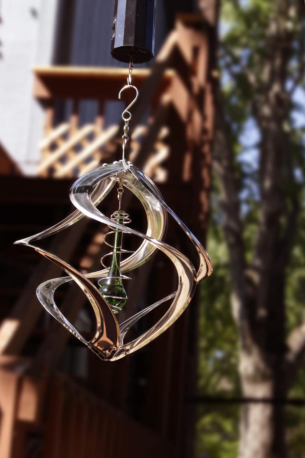 Red Carpet Studios The Original Cosmix Helix Wind Spinner Indoor/Outdoor Hanging Art, 11" Tall, Copper with Blue Planet