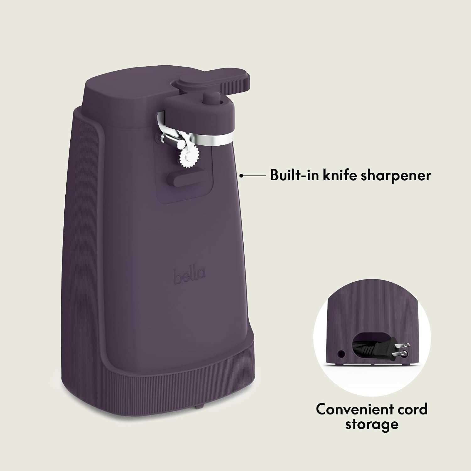 bella Electric Can Opener and Knife Sharpener, Black