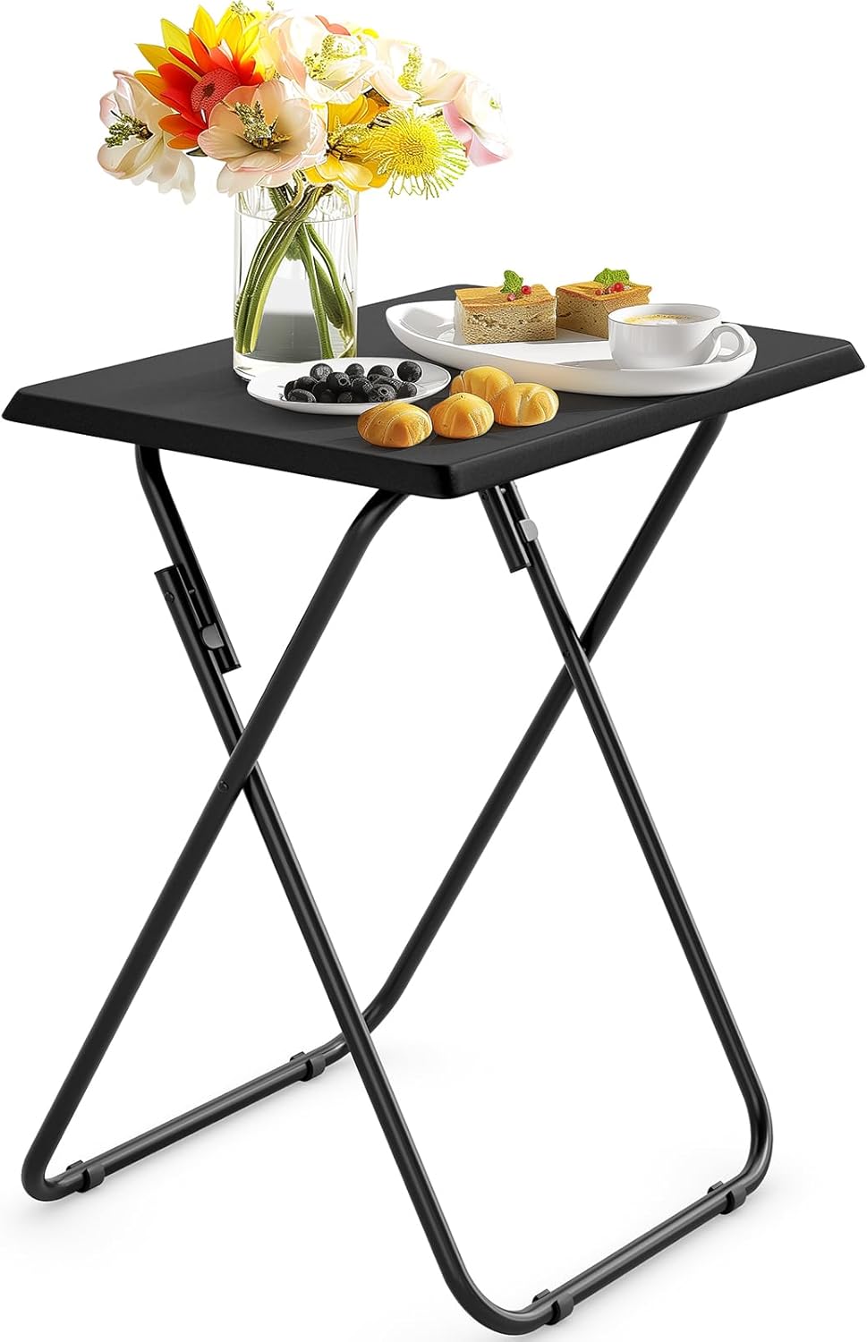 HUANUO Folding TV Tray with No Assembly Required, Black