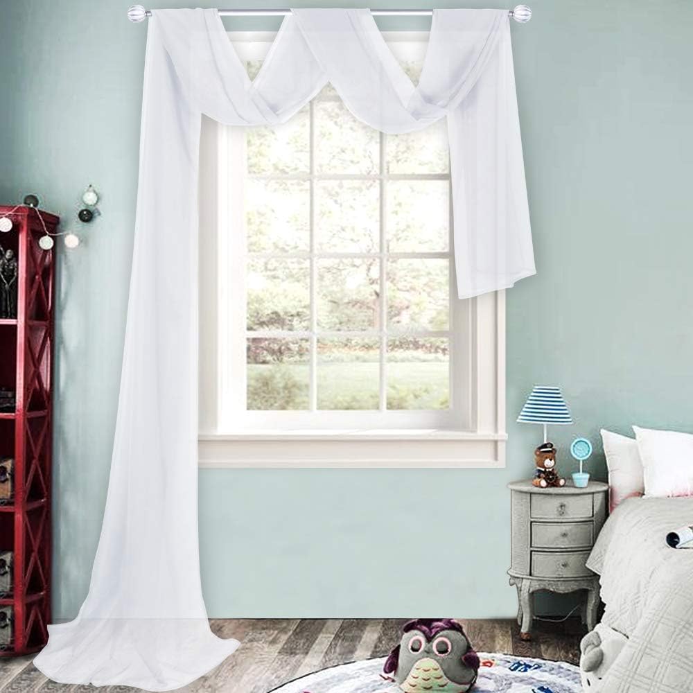 HUTO Light Pink Sheer Window Scarf Valances for Girls Room Sheer Soft Voile Curtain Scarves for Wedding Party 216 Extra Long