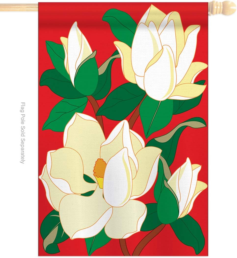 Two Group FK104041-P2 Magnolia Spring Floral Applique Decorative Vertical House 28" x 44" Garden 13" 18.5" Double Sided Flags Kit w/Banner Pole